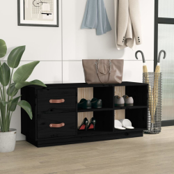 Szafka na buty, czarna, 100x34x45 cm, lite drewno sosnowe