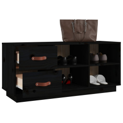Szafka na buty, czarna, 100x34x45 cm, lite drewno sosnowe