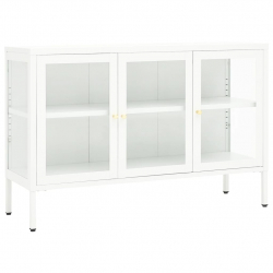 Szafka boczna, biała, 105x35x70 cm, stal i szkło