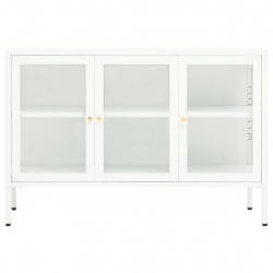 Szafka boczna, biała, 105x35x70 cm, stal i szkło