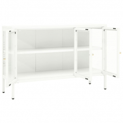 Szafka boczna, biała, 105x35x70 cm, stal i szkło