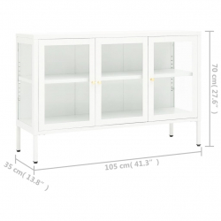 Szafka boczna, biała, 105x35x70 cm, stal i szkło
