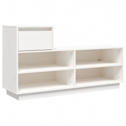 Szafka na buty, biała, 110x34x61 cm, lite drewno sosnowe