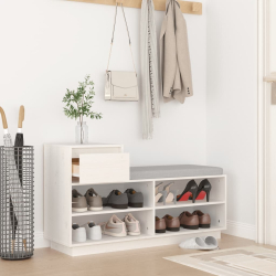 Szafka na buty, biała, 110x34x61 cm, lite drewno sosnowe