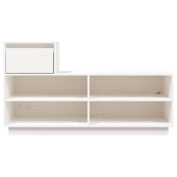 Szafka na buty, biała, 110x34x61 cm, lite drewno sosnowe