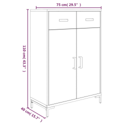 Szafka na buty, 75x40x110 cm, lite drewno sosnowe z odzysku