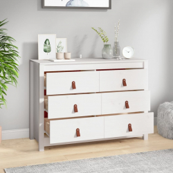 Komoda, biały, 100x40x72 cm, lite drewno sosnowe