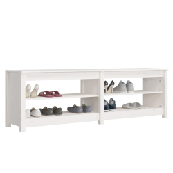 Szafka na buty, biały, 160x36,5x50 cm, lite drewno sosnowe