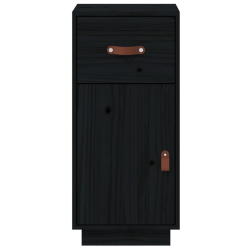 Szafka, czarna, 34x40x75 cm, lite drewno sosnowe