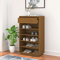 Szafka na buty, miodowy brąz, 60x34x105 cm, lite drewno sosnowe