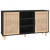 Komoda, czarna, 105x30x60 cm, lita sosna i naturalny rattan