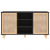 Komoda, czarna, 105x30x60 cm, lita sosna i naturalny rattan