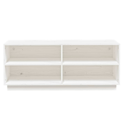 Szafka na buty, biała, 110x34x45 cm, lite drewno sosnowe