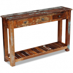 Stolik konsola, lite drewno odzyskane, 120 x 30 x 76 cm
