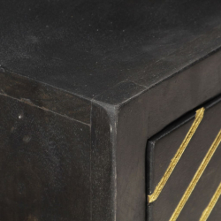 Stolik typu konsola, czarno-złoty, 90x30x75 cm, drewno mango