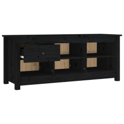 Szafka na buty, czarna, 110x38x45,5 cm, lite drewno sosnowe