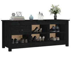 Szafka na buty, czarna, 110x38x45,5 cm, lite drewno sosnowe