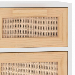Szafka, biała, 60x30x75 cm, lita sosna i naturalny rattan
