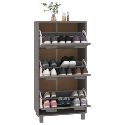 Szafka na buty, jasnoszara, 59,5x35x117 cm, lite drewno sosnowe