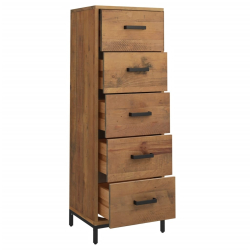 Komoda, 42x35x110 cm, lite drewno sosnowe z recyklingu