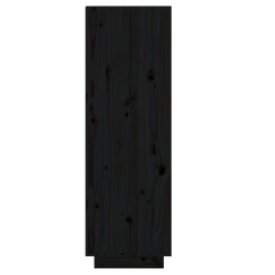 Szafka na buty, czarna, 34x30x105 cm, lite drewno sosnowe