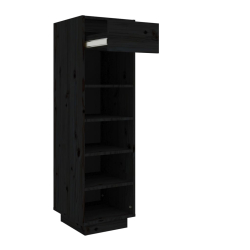 Szafka na buty, czarna, 34x30x105 cm, lite drewno sosnowe