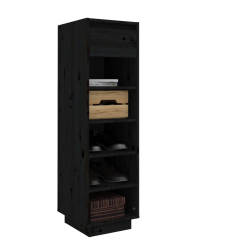 Szafka na buty, czarna, 34x30x105 cm, lite drewno sosnowe