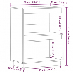 Szafka, 60x34x75 cm, lite drewno sosnowe