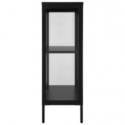 Szafka boczna, czarna, 75x35x105 cm, stal i szkło