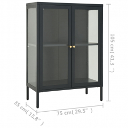 Szafka boczna, antracytowa, 75x35x105 cm, stal i szkło