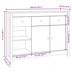 Komoda, 100x35x74 cm, lite drewno sosnowe