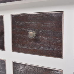 Konsola - komoda z 6 szufladami, drewniana, brązowo-biała