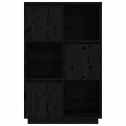 Wysoka szafka, czarna, 74x35x117 cm, lite drewno sosnowe