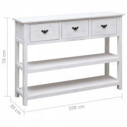 Szafka, antyczna biel, 108x30x76 cm, lite drewno paulowni