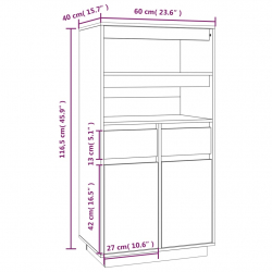 Szafka, 60x40x116,5 cm, lite drewno sosnowe