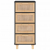 Komoda, czarna, 40x30x90 cm, lita sosna i naturalny rattan