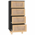 Komoda, czarna, 40x30x90 cm, lita sosna i naturalny rattan