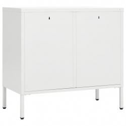 Komoda, biała, 75x35x70 cm, stal i szkło hartowane