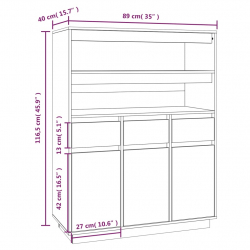 Szafka, 89x40x116,5 cm, lite drewno sosnowe