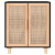 Komoda, czarna, 60x30x70 cm, lita sosna i naturalny rattan