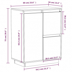 Szafka, 60 x 34 x 75 cm, lite drewno sosnowe