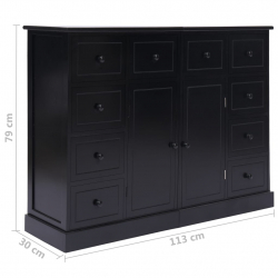 Komoda z 10 szufladami, czarna, 113 x 30 x 79 cm, drewniana