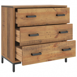 Komoda, 75x35x70 cm, lite drewno sosnowe z recyklingu
