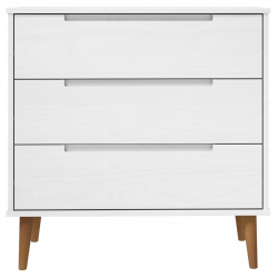 Komoda MOLDE, biała, 80x40x80 cm, lite drewno sosnowe