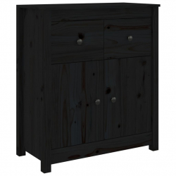 Szafka, czarna, 70x35x80 cm, lite drewno sosnowe