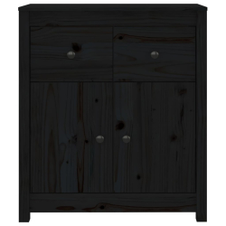 Szafka, czarna, 70x35x80 cm, lite drewno sosnowe