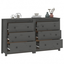 Komoda, szara, 140x35x80 cm, drewno sosnowe