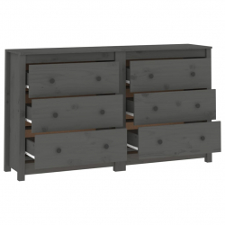 Komoda, szara, 140x35x80 cm, drewno sosnowe