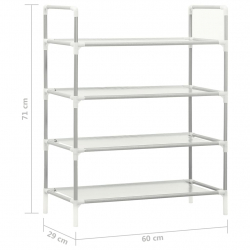 Stojak na buty z 4 półkami, metal i włóknina, srebrny