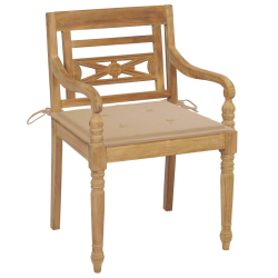 Krzesła Batavia z poduszkami, 8 szt., lite drewno tekowe
